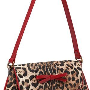 Women's Faux Leather Cheetah Print Shoulder Bag Flap Top Handle Purse